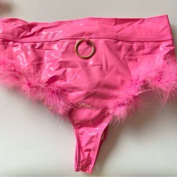 Pink Bunny Rabbit Costume Feathers Halloween Outfit Size M/L NWT Flaw - Picture 9 of 16